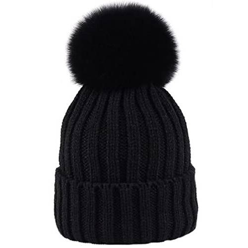 AIYUENCICI 여성 걸 겨울 비니 모자, 따뜻한 니트 캡 양털 안감있는 해골 캡 두꺼운 슬러치 스노우 케이블 모자 폼