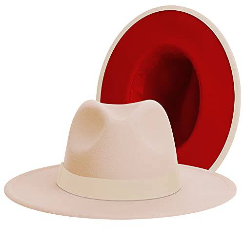 여성 클래식 넓은챙 페도라 모자 2 톤 모자 밴드 조절가능 패치워크 컬러 파나마 모자