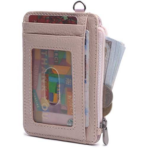 슬림 미니멀리스트 지갑 전면 포켓 신용 카드 홀더 RFID 차단 가죽 지퍼 동전 지갑 여성용