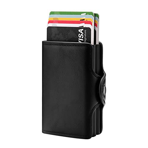 GAOKOSC RFID 차단 신용 카드 지갑, 자동 Pop-up 가죽 Ultra-thin 지갑 더블 카드 케이스 남성용