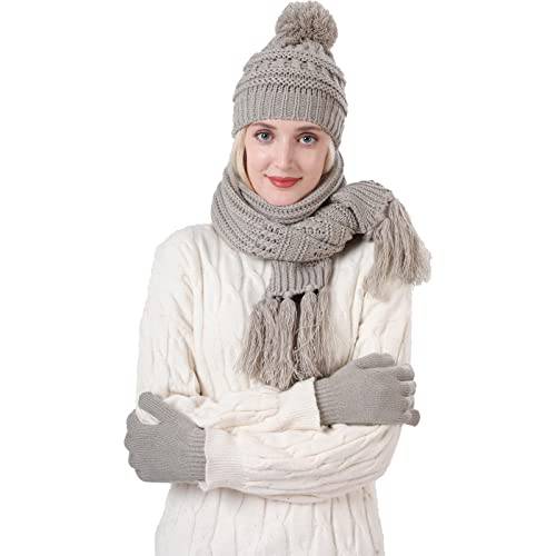 여성 Winte 따뜻한 스카프 모자 장갑 크리스마스 선물
