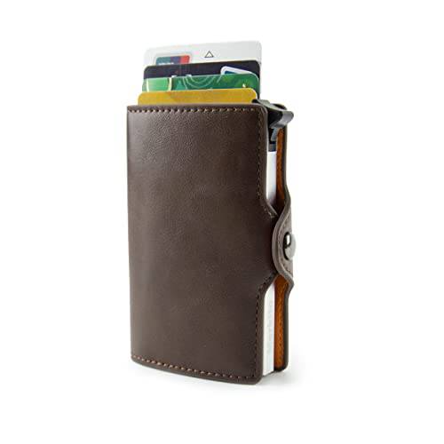 Markito 슬림 지갑 남성용 선물 남성용 신용 카드 홀더 RFID 차단 지갑 카드 슬라이드 지갑 (브라운)