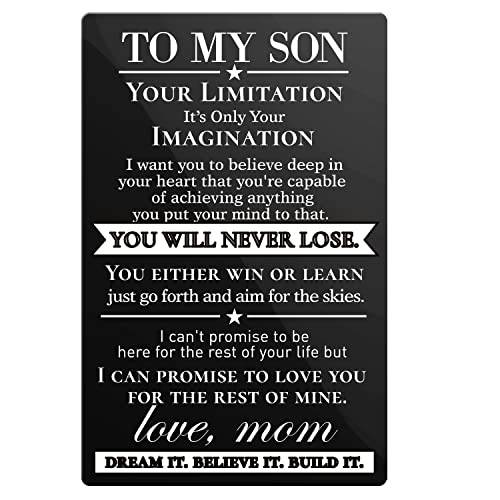to My Son Your Limitation It’s Only Your 상상력 카드 각인 지갑 인서트 - 아름다운 Son 메탈 지갑 카드 선물 생일 크리스마스 - Son Encouragement 선물 from Mom