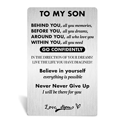 아름다운 Son 선물 from Mom, to My Son Behind You 모든 Your 메모리 지갑 카드 각인, Son 문구,인용구 메탈 지갑 인서트 카드 Encouragement 선물 생일 졸업 크리스마스