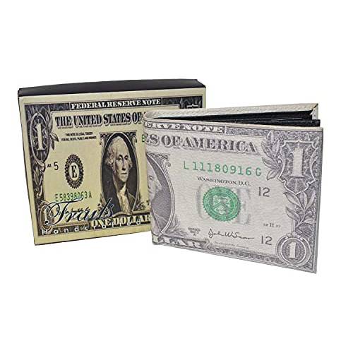 Leatherboss Men’s 프린트 Dollar 영수증 바이폴드 카드 캐쉬 홀더 지갑 프린트 선물상자 (1 Dollar)