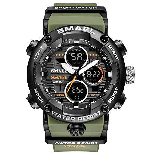 SMAEL 남성용 스포츠 워치 방수 LED 디지털 시계 스톱워치 큰 다이얼 시계 Male 8038 relogio Masculino Man 쿼츠 손목시계