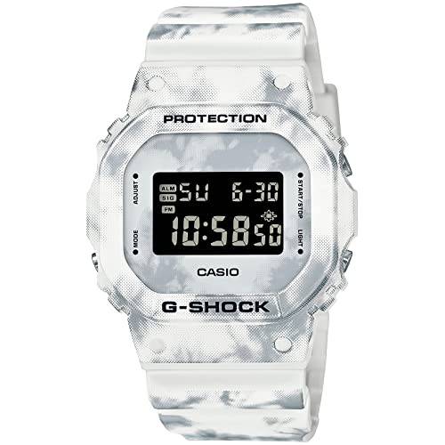 G-Shock DW5600GC-7 그런지 스노우 카모플라쥬 워치, 블랙/ 화이트