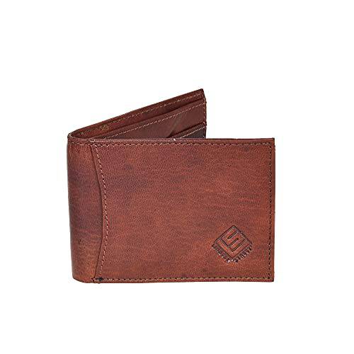 LINDSEY 스트리트 미니멀리스트 RFID 가죽 지갑 | 지갑 남성용 | 지갑 여성용 | 가죽 카드 케이스 클래식 Notecase 크리스마스 선물 (브라운)