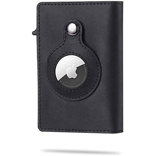 AirWallet | 신용 카드 지갑,  신용 카드 홀더, RFID 지갑, 미니멀리스트 카드 홀더 AirTag 슬리브 (블랙)