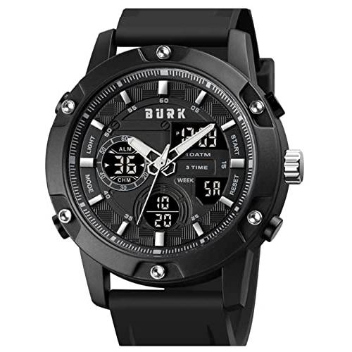 BURK 1757 Men’s 시계 남성용 스포츠 시계 디지털 스톱워치 듀얼 디스플레이 알람 워치 방수 손목시계