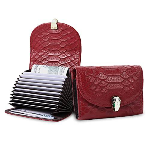 신용 카드 홀더 RFID 스몰 지갑 여성용 봉투 시스템 지갑 컴팩트 카드 케이스&  머니 수납 (빈티지 레드)