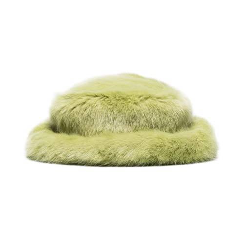 여성 인조 퍼 Fuzzy 버킷 모자 겨울 온열장치 봉제 모자 솔리드 컬러 아웃도어 어부 캡 치크 레이디 파나마 캡