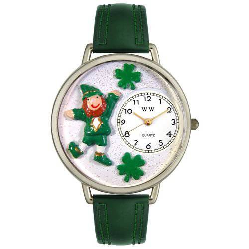 Whimsical 선물 St. Patrick’s Day Leprechaun 워치 in 실버 라지 스타일