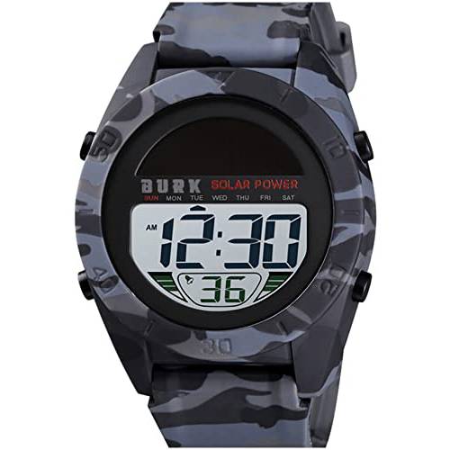 BURK 1592 Men’s 시계 워치 남성용 태양광 파워 패션 스포츠 방수 디지털 알람 다기능,멀티