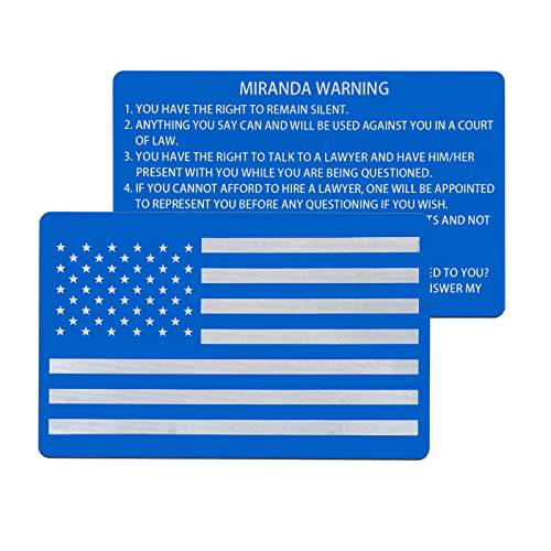 3 PCS 블루 메탈 Miranda 경고 카드 U.S. Law Enforcement Officers