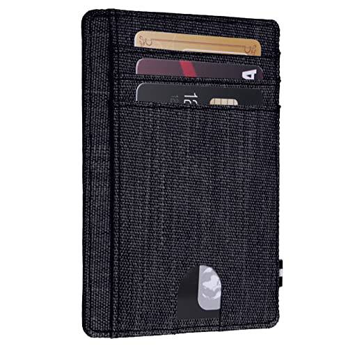 Qbool 남성용 전면 포켓 지갑 슬림 미니멀리스트 RFID 차단 캐쉬 슬롯 신용 카드 홀더 (네이비 블루)
