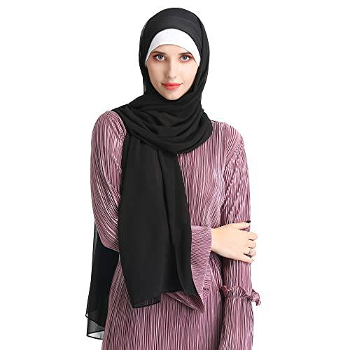 솔리드 컬러 소프트 쉬폰 스카프 여성용 패션 Hijab 엑스트라 롱 랩 Scarves.80” Lx30” w.