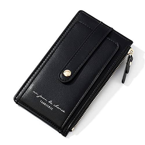 Women’s 슬림 컴팩트 PU 가죽 지갑 8 카드 홀더 RFID 차단 스페어 체인지 지갑 머니 오거나이저,수납함,정리함 지퍼 바이폴드 지갑