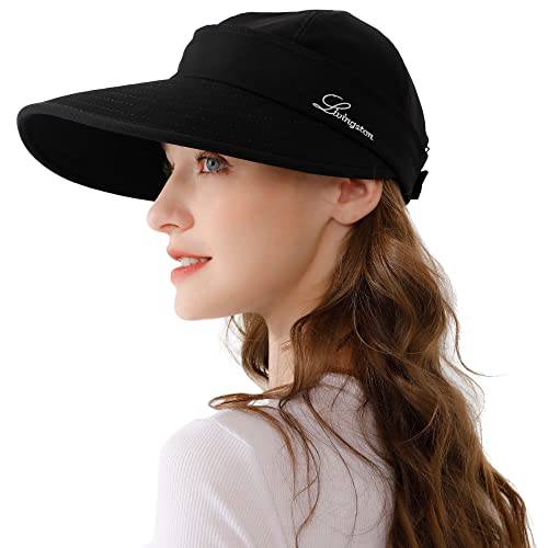 여성 썬 모자, 2 in 1 Zip-Off 썬 프로텍트 썬바이저 비치 모자 여성용, 포장가능 골프 모자