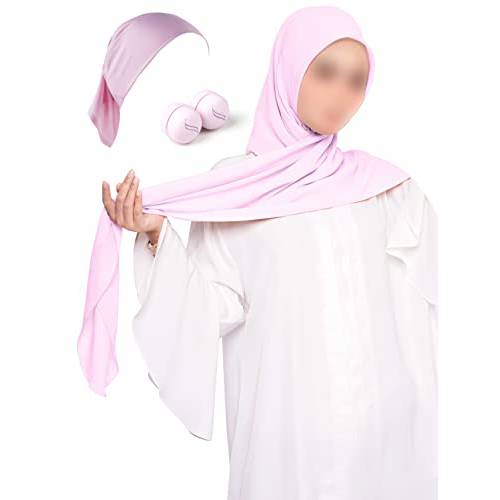 Hijab 스카프 세트 3 피스 여성용 By Al Madeenah - Hijab 마그넷 and 캘리코 헤드 스카프 L80 x W32 and 스트레치 Undercap