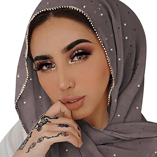 ANKOMINA 여성 소프트 쉬폰 큐빅 롱 스카프 숄 패션 이슬람교도 Hijab 헤드 랩 스카프