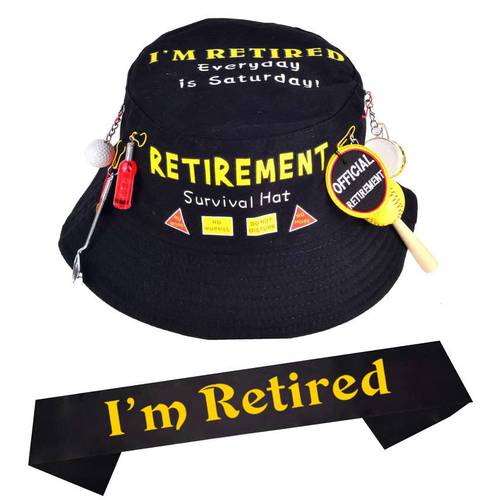Retirement 파티 생존 모자, 공식 은퇴 Sash and 모자 블랙, Retirement Sash 은퇴 이벤트& Work 파티,  참신한선물 남성용, Retirement 파티 도구 선물 and 데코,장식, Perfect