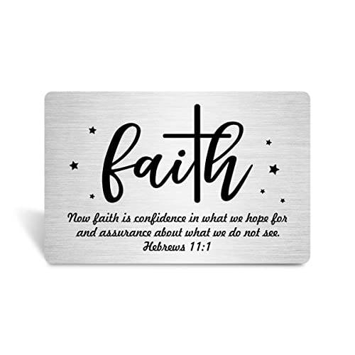 성경 구절 선물 여성용 남성용, Now Faith is 자신 in What We Hope Christian 지갑 카드 메탈 각인 Scripture 문구,인용구 지갑 인서트 카드 선물 생일 크리스마스