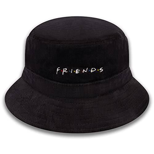 Concept 원 Friends 로고 코듀로이 성인 버킷 모자, 블랙, 스몰/ 미디엄
