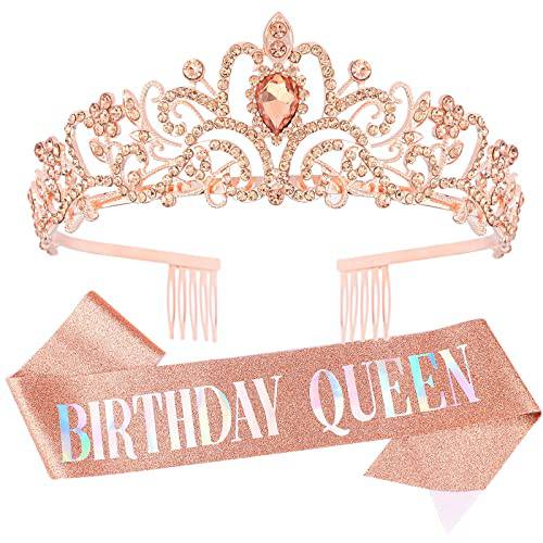 생일 Crowns 여성용, 해피 생일 퀸 왕관, Tiaras 여성용 생일 Sash, 해피 생일 선물 여성용, 생일 파티 데코,장식 여성용, 생일 물건 생일 핀 악세사리
