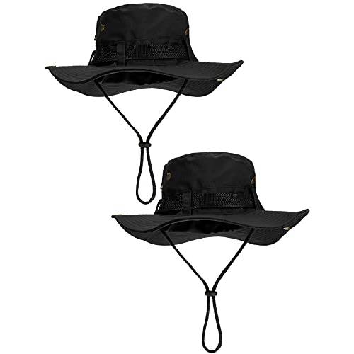Boao 2 피스 코튼 사파리 모자 넓은챙 낚시 캡 폴더블 부니햇 양면 아웃도어 썬 모자 남녀공용, 남녀 공용