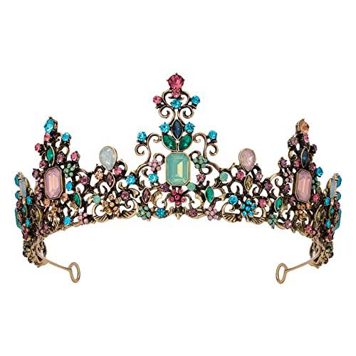 SWEETV 퀸 왕관 여성용 - Baroque 웨딩 Tiaras and Crowns, 보석 할로윈 Tiara 프린세스 왕관, Prom 생일 파티 Headpiece, Old 골드 다양한컬러