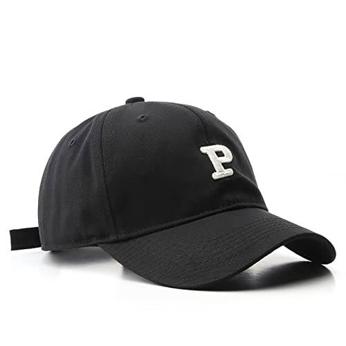 야구 모자 남녀공용, 남녀 사용 가능 - Letter-P-Embroidered 야구모자 썬 프로텍트 클래식 스냅백 모자