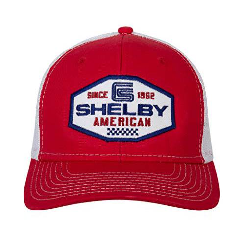Shelby 아메리칸 레드 Trucker 모자 | Officialy 라이센스 Shelby® Product | One-Size Fits 모든 | 조절가능 플라스틱 스냅 클로져