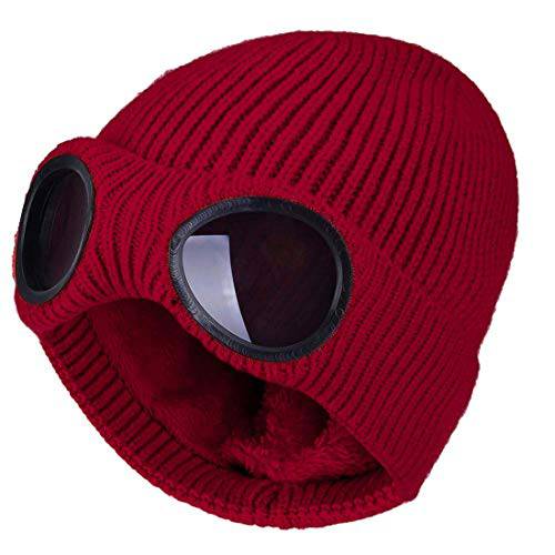 Belsen 유니섹스 고글 니트 비니 모자 바람막이 따뜻한 겨울 해골 캡