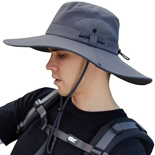 Muryobao 남성용 썬 모자 UPF 50+ 방수 매쉬 넓은챙 버킷 낚시 모자