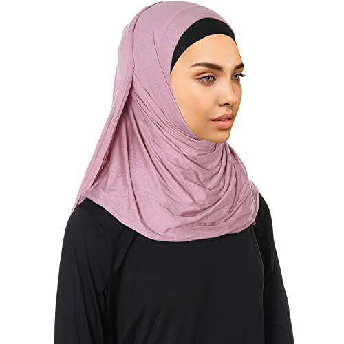 이슬람교도 코튼 Hijab 저지 - 2pcs 하이 스트레치 이슬람교도 Headwarps 소프트 Hijab 스카프 여성용 I (스카프+ Undercap), 70 x 21.5