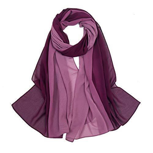 Yeieeo 여성 소프트 옴버 쉬폰 스카프 패션 롱 스카프 숄 그래디언트 폴리에스터 Hijab