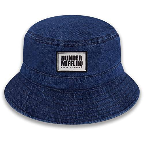 Concept 원 The 오피스 Dunder Mifflin 버킷 모자, 포장가능 여행용 모자,  넓은챙 섬머 모자, 데님, 미디엄/ 라지