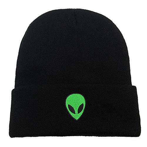 LOCOMO 남녀공용, 남녀 사용 가능 비니 해골 모자 Alien 헤드 로고 디자인 캡 겨울 따뜻한