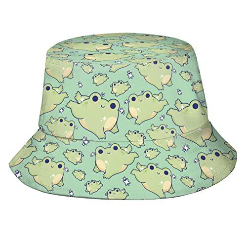 Kawaii Frog 버킷 모자 어부 캡 동물 버킷 모자 썬 비치 캡 남녀공용, 남녀 사용 가능 여행용 캡