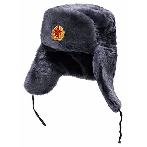 BELEON 러시아어 Ushanka 모자 - 옛소련 Ushanka 남성용 Communist 모자 겨울 옛소련 모자