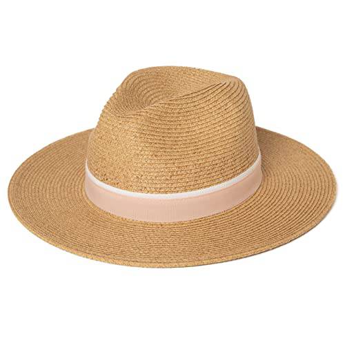 Comhats 여성 빨대 썬 페도라 모자 여성, 포장가능 비치 모자 넓은챙 파나마 모자 UV UPF 50+ 섬머 모자