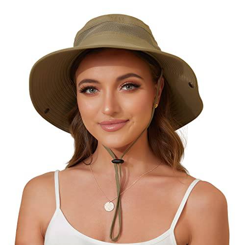 여성 UV 프로텍트 넓은챙 썬 모자 - 쿨링 매쉬 캡 폴더블 여행용 아웃도어 바람막이 낚시 모자