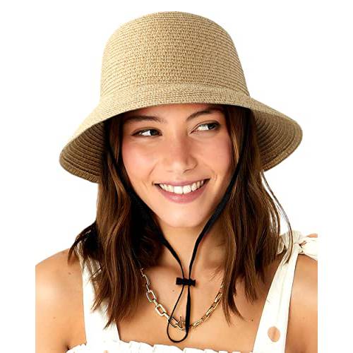 여성 썬 밀짚모자 보우노트 벨트 UPF 50+ 폴더블 Brim 썬 UV 프로텍트 섬머 비치 모자
