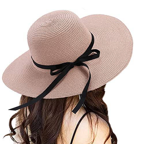 여성 밀짚모자 UPF50 폴더블 섬머 모자 넓은챙 페도라 썬 비치 모자 페도라 모자 UV 프로텍트 패션 휴가