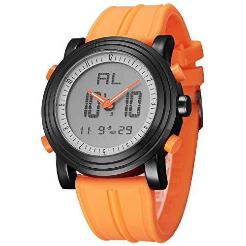 BUREI 남성용 스포츠 시계 Multi-Functional 아날로그 디지털 백라이트 시계, 방수 밀리터리 손목 시계, 스톱워치/ 알람/ 날짜 디지털 손목 시계