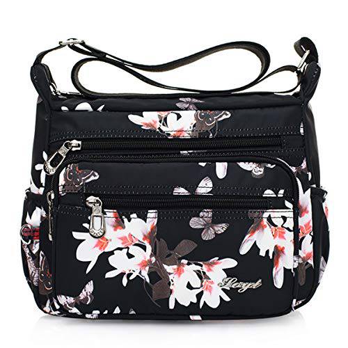 Nawoshow 여성 여행 어깨에 대 한 나일론 꽃 멀티 포켓 크로스 바디 지갑 가방