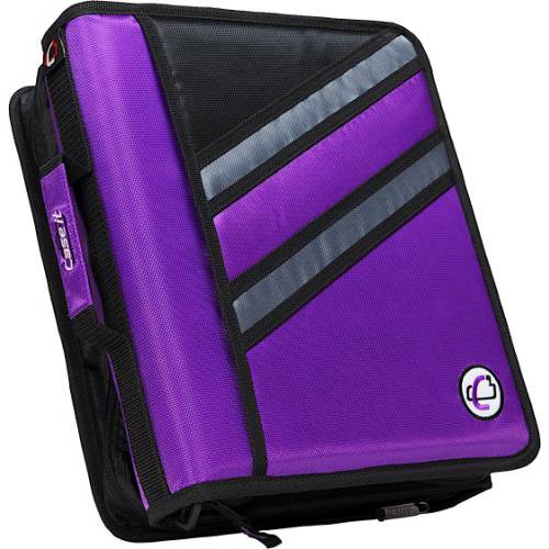 Case-it Z-Binder Two-in-One, 1.5-Inch, D-Ring 지퍼 바인더, Purple, Z-176-PUR