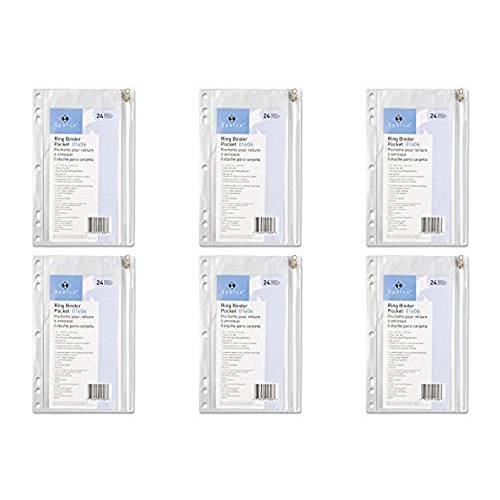 SPR01606 - 비닐 링 바인더 포켓, 9-1/ 2x6, 클리어, 6 팩