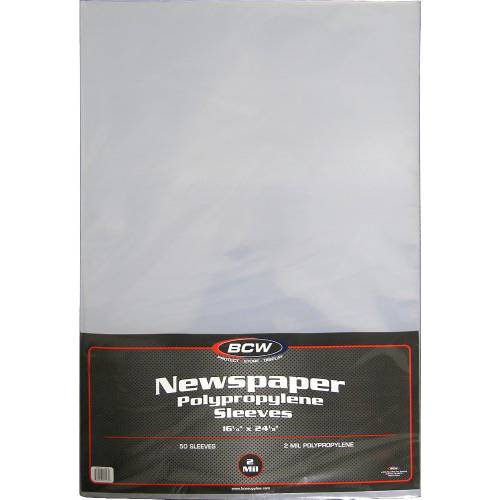 BCW  신문 2-mil 폴리프로필렌 커버 16 X 24 | 50-Sleeves per 팩 | 1-Pack